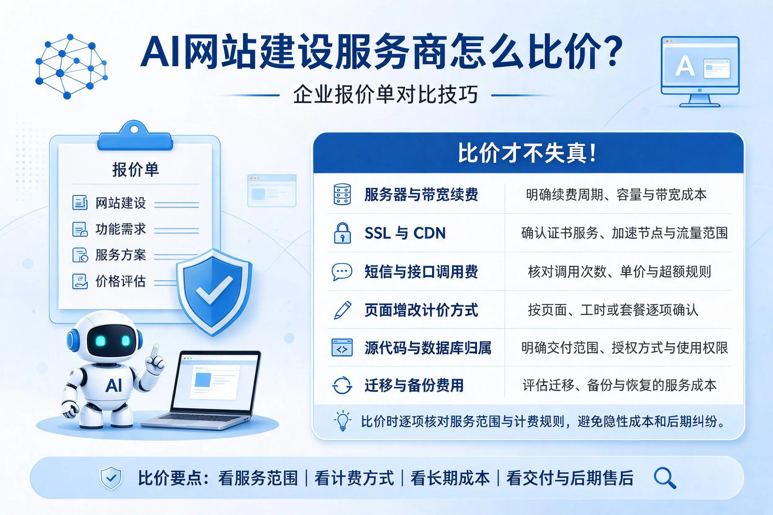 AI网站建设服务商怎么比价?咸阳企业报价单对比技巧